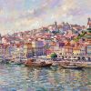 Porto Portugal Heavy Impasto Oil Linen Painting | Oil And Acrylic Painting in Paintings by Dynasty Artisan. Item made of linen compatible with mid century modern and contemporary style