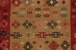 Antique Russian Verneh kilim in Red, Beige & Black Panels | Area Rug in Rugs by Rug and Kilim