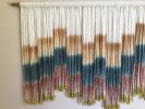 STEPS GOLD Peach Pink Textile Wall Hanging, Custom Fiber Art | Macrame Wall Hanging in Wall Hangings by Wallflowers Hanging Art. Item made of oak wood & fabric compatible with boho and mid century modern style