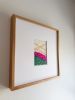Bright Framed Fiber Art | Tapestry in Wall Hangings by Sarah Lawrence. Item composed of wood and cotton in minimalism or mid century modern style