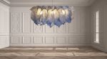 Modern Fabric Pendant Hand-painted Light Nebula Grande 150cm | Chandeliers by Costantini Design. Item composed of fiber in boho or contemporary style
