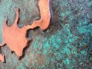 Abstract Geologic Copper Wall Relief with Green Patina | Wall Sculpture in Wall Hangings by Element 29 Metalcraft. Item made of copper works with contemporary & art deco style