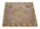 Vintage Oushak Square Rug with Geometric Floral Medallion | Area Rug in Rugs by Rug and Kilim