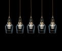 Blown ribbed glass/crystal inserts #47 | Pendants by Vitro Lighting Designs. Item composed of bronze and glass in mid century modern or contemporary style