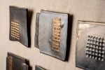 Organic Modern Ceramic Wall Art Set of 12 - Metallic Brass | Sculptures by Clare and Romy Studio. Item composed of ceramic compatible with minimalism and industrial style
