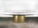 Dining Table with White Ibiza Marble top, Aragon | Tables by Costantini Design. Item composed of metal & marble