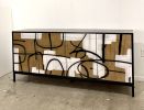 Enamel Abstract Cabinet Mix Media Art On Doors, 72" | Sideboard in Storage by Morgan Clayhall