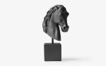 Small Horse Head Bust Compressed Marble Powder in Black | Sculptures by LAGU. Item made of marble