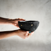 Large Treasure Bowl in Textured Black Concrete with Rivets | Decorative Bowl in Decorative Objects by Carolyn Powers Designs. Item composed of brass and concrete in minimalism or contemporary style