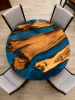 Blue resin Round Dining Table, Handmade Epoxy Table Top | Tables by Innovative Home Decors. Item made of wood compatible with boho and country & farmhouse style