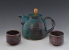 stoneware rocking teapot 56 with cups | Serveware by Ron Mello Studio Art. Item made of wood with brass works with contemporary style