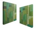 Peridot Emerald Turquoise—Geometric Abstract Painting | Oil And Acrylic Painting in Paintings by stephen cimini. Item made of canvas