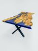 Olive Wood Blue Epoxy Table - Live Edge Conference Table | Tables by Tinella Collection | FOODWELL, Manchester in Salford. Item composed of oak wood and metal in minimalism or industrial style