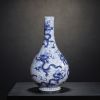 Museum Grade Handmade Blue White Nine-Dragon Vase | Vases & Vessels by Dynasty Artisan. Item composed of ceramic compatible with contemporary and eclectic & maximalism style