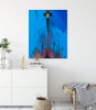 Blue Solitude — Alienation Series | Paintings by Gela Mikava. Item made of linen compatible with contemporary and modern style