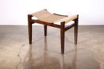 Luzio Leather Stool in Argentine Rosewood & Leather Cording | Chairs by Costantini Design. Item made of wood with fabric