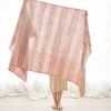 Silica Rose In Shades of Salmon Pink Gray Stripes Pattern So | Throw in Linens & Bedding by Studio Variously. Item in minimalism or contemporary style