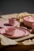 Handmade Porcelain Saucer With Gold Rim. Powder Pink | Bowl in Dinnerware by Creating Comfort Lab. Item made of ceramic