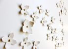 Garland 60 white porcelain gold geometric flowers art | Wall Sculpture in Wall Hangings by Elizabeth Prince Ceramics. Item composed of stoneware in minimalism or contemporary style