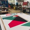 Silk squares residency hand printed in Lyon @ atelier Benoit Coulpier | Prints by Jason Cantoro. Item made of fabric
