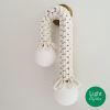 Fiber Lamp Sconce | French Macrame handweave light sculpture | Sconces by Light and Fiber. Item composed of cotton and metal in boho or contemporary style