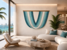 Fiber Art Ocean-Maree Aqua -Natural wall decoratiion | Macrame Wall Hanging in Wall Hangings by Olivia Fiber Art. Item made of wood & wool compatible with boho and contemporary style