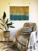 SARASOTA Teal Mustard Boho Hand Dyed Wall Tapestry | Macrame Wall Hanging in Wall Hangings by Wallflowers Hanging Art. Item made of oak wood with fabric works with boho & contemporary style
