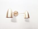 Bathroom Vanity Wall Double Sconce - Satin Brass Light | Sconces by Retro Steam Works. Item composed of brass in mid century modern or contemporary style