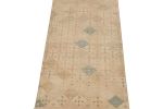 Vintage Zeki Müren Rug in Beige, Blue and Pink Geometric | Area Rug in Rugs by Rug and Kilim