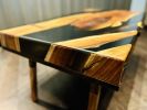 Black Acacia Live Edge Coffee Table with Black Epoxy – Moder | Tables by DapperwoodSF. Item made of wood works with mid century modern & contemporary style