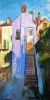 Behind Rainbow Row | Oil And Acrylic Painting in Paintings by Julia Lawing Fine Art | GreenHill Center for North Carolina Art in Greensboro. Item made of canvas with synthetic