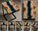 Epoxy C Shape Side Table, Handmade End Table Top | Tables by Innovative Home Decors. Item composed of wood compatible with country & farmhouse and art deco style