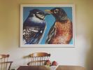Bluejay & Robin | Oil And Acrylic Painting in Paintings by Natalie Jo Wright. Item made of canvas