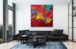 Red's Adventure Contemporary Oil Abstract | Oil And Acrylic Painting in Paintings by Strokes by Red - Red (Linda Harrison). Item made of canvas