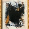 Abstract Black and White Painting in Vintage Mahogany Frame | Oil And Acrylic Painting in Paintings by Suzanne Nicoll Studio. Item composed of wood in mid century modern or contemporary style
