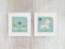 Celestial Zodiac Series – Aqua & Gold Edition | Prints by Kirsten Ulve. Item composed of paper in minimalism or mid century modern style