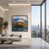 Lake Bled Slovenia Original Impasto Oil Painting Fine Art | Oil And Acrylic Painting in Paintings by Dynasty Artisan. Item made of wood works with contemporary & eclectic & maximalism style