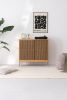 TONN HIGH 101 Record player stand, vinyl record storage oak | Media Console in Storage by Mo Woodwork | Stalowa Wola in Stalowa Wola. Item composed of oak wood in minimalism or mid century modern style