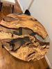 Custom 52" Diameter, Round Olive Wood, Clear Epoxy Dining | Dining Table in Tables by LuxuryEpoxyFurniture. Item made of wood with synthetic