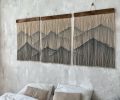 Hand dyed wall hanging "Threaded Horizons" | Macrame Wall Hanging in Wall Hangings by Tissage Sauvage. Item made of wood with cotton works with boho & country & farmhouse style