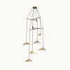 Emily V6 Pendant Light – Gold Semi-Matte | Chandeliers by MOSS Objects. Item made of oak wood with steel works with contemporary & modern style