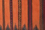 Vintage Afghan Kilim in Orange with Geometric Stripes | Area Rug in Rugs by Rug and Kilim. Item made of wool