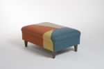 Marlow Large footstool upholstered in colour block geometric | Chairs by Sadie Dorchester. Item composed of cotton