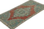 Vintage Turkish Rug in Red with Blue and White Floral | Area Rug in Rugs by Rug and Kilim