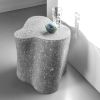 White Stone Low Glass Top Coffee Table - Plinth Series | Side Table in Tables by Donatas Žukauskas. Item composed of wood and concrete in minimalism or contemporary style