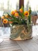 Flower Brick in Spearmint Floral Pattern | Vase in Vases & Vessels by Lora Rust Ceramics. Item composed of ceramic