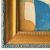 Abstract Blue Colorblock Oil Painting in Vintage Frame | Oil And Acrylic Painting in Paintings by Suzanne Nicoll Studio. Item composed of wood & canvas compatible with mid century modern and contemporary style