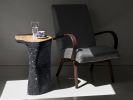 Black Stone & Oak Form Side Table - Still Series | Tables by Donatas Žukauskas. Item composed of oak wood compatible with minimalism and contemporary style