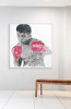 Muhammad Ali the soul of a butterfly the strenght of a giant | Mixed Media in Paintings by Virginie SCHROEDER. Item composed of canvas in art deco style