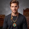 Premium Hand-Painted Green Tara Bodhi Leaf Thangka Pendant | Ornament in Decorative Objects by Dynasty Artisan. Item made of metal works with contemporary & eclectic & maximalism style
